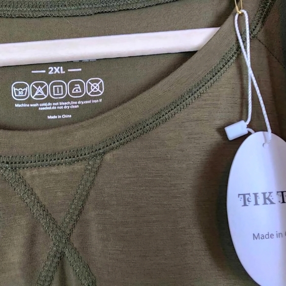 Women's TIKTIK Army Green Long Sleeve & Shorts Lounge Set Size 2XL NWT - Picture 2 of 5